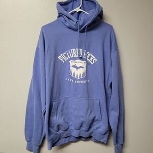 ESY Surf Co Pictured Rocks Lake Superior Hoodie Sweatshirt 2XL Blue‎